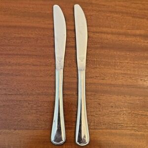 Lot 2 Libbey LYF10 Stainless Steel Dinner Knives Silver Finish Glossy Handle 8.5